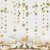 Gold 30th Birthday Decorations Number 30 Circle Dot Twinkle Star Garland Metallic Hanging Streamer Bunting Banner Backdrop for Her Happy Dirty 30