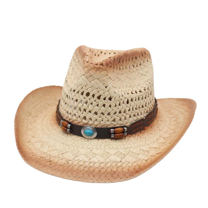 Cross-Border European And American Hot-Selling Cowboy Top Hats Hollow Warped Edge Sun Hats Western Cowboy Hats Outdoor Beach Sun Hats