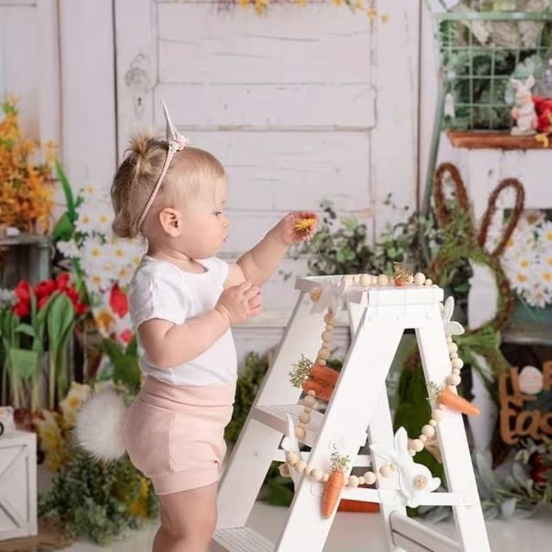 1-5PCS 2026 Easter Bunny and Carrot Hanging Banner 2D Plastic Garland for Spring Home DecorationClassic Easter Front Door Decor