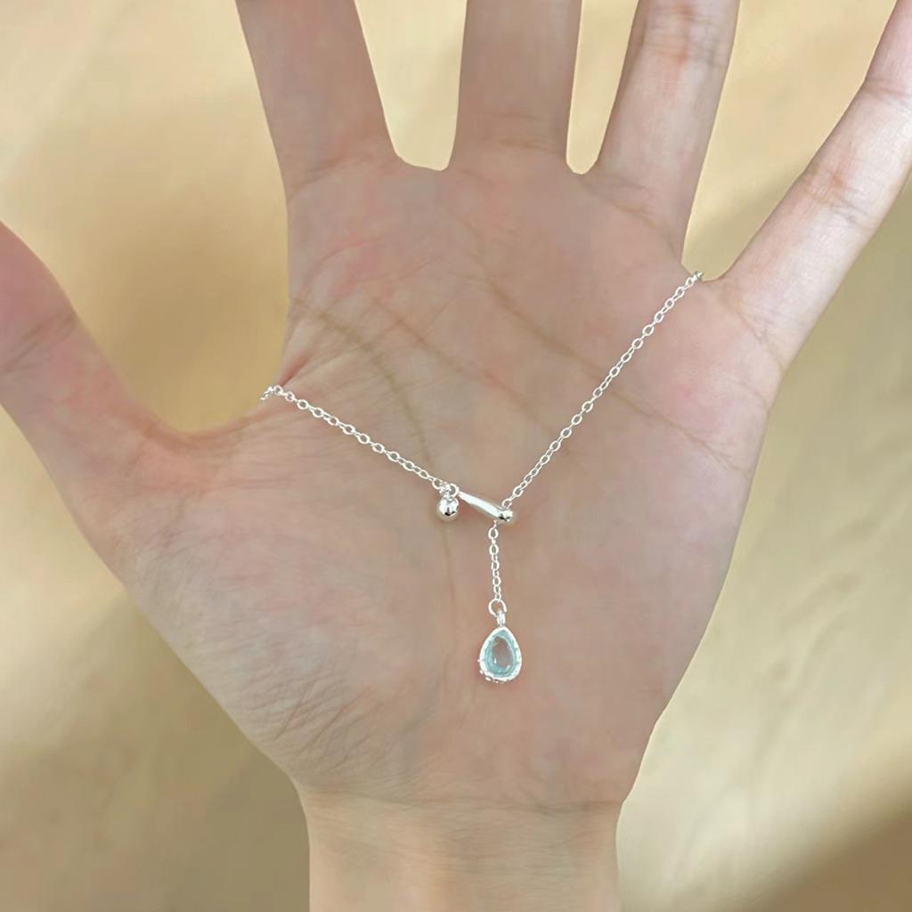 Blaue Wassertropfen Halskette Mädchen leichter Luxus Nischen-Design hoher Sinn Ins-Stil vielseitig Schlüsselbein-Kette Trend