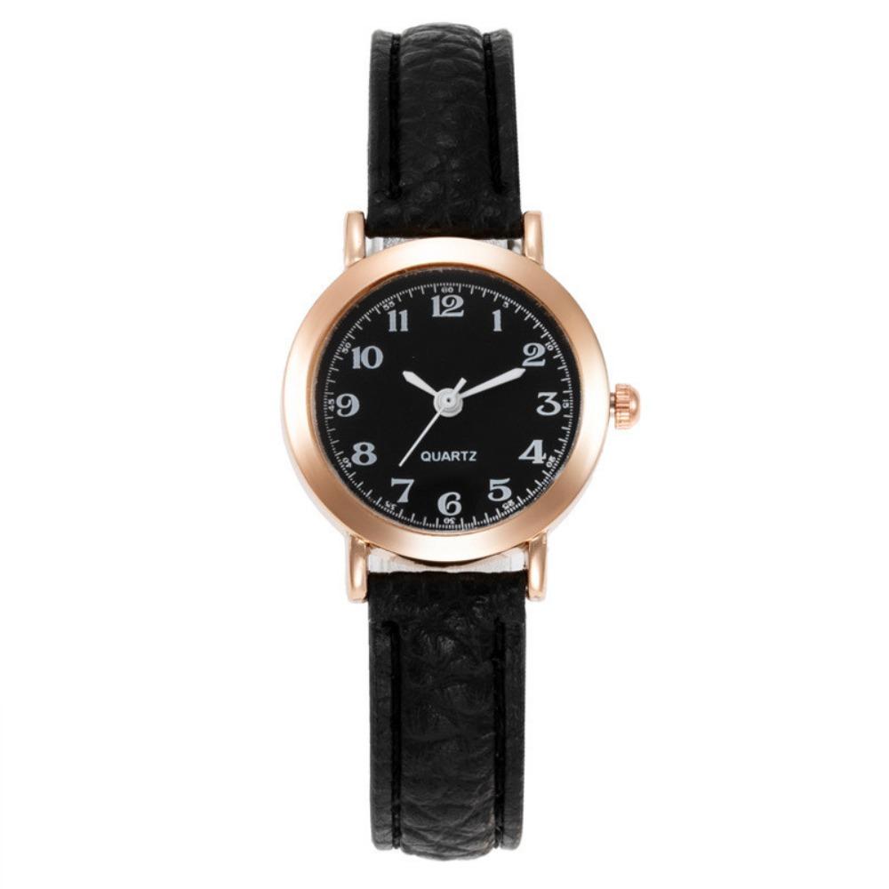 Soft Leather Strap Student Wristwatch Round Dial Quartz Clock  For Men and Women