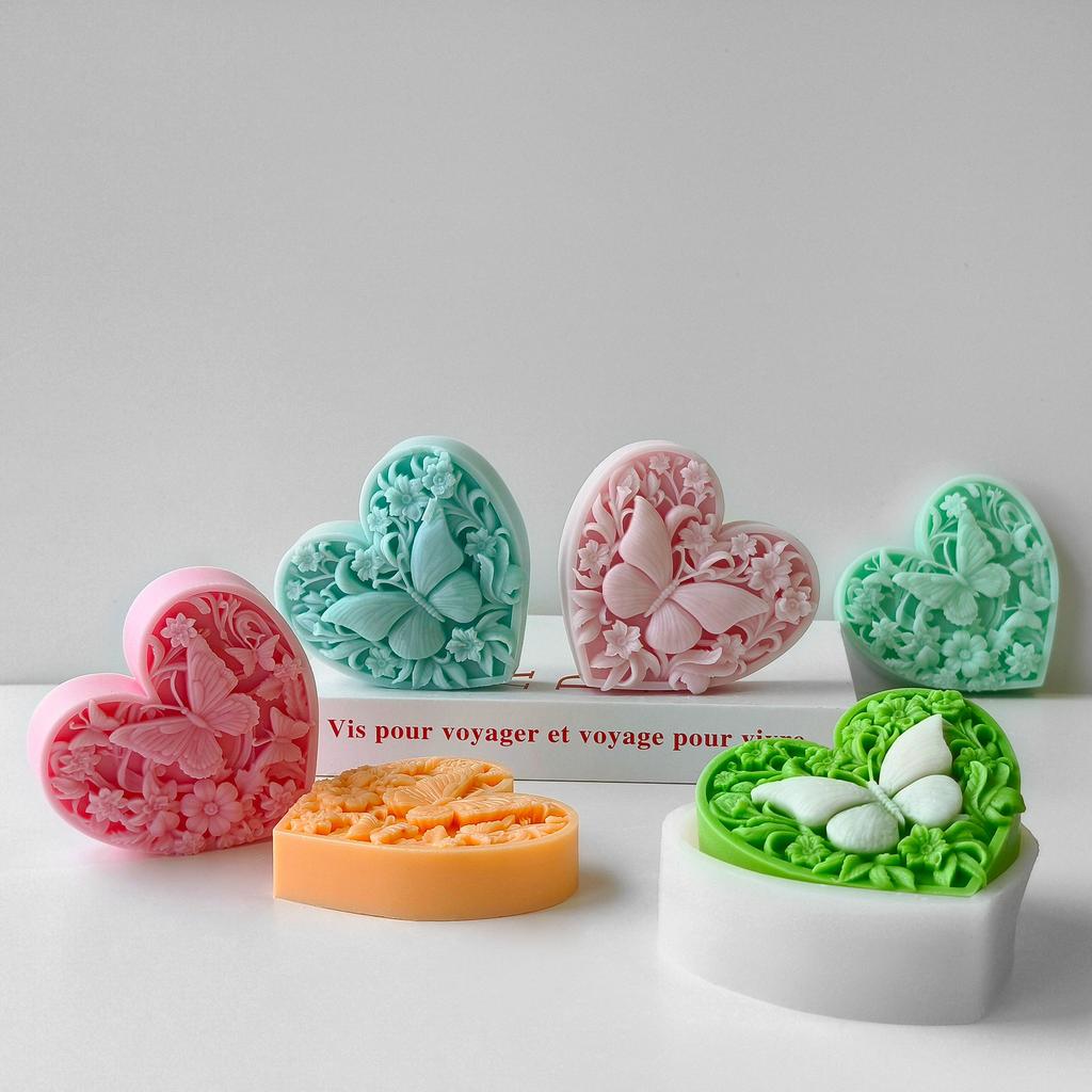 Love Butterfly Silicone Mold DIY Heart Shape Valentine's Day Aroma Candle Plaster Ornament Molds Handmade Soap Making Supplies