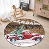 Merry Christmas Round Area Rugs Indoor Cartoon Snowman Throw Circle Rug Entryway Doormat Floor Carpet for Bedroom Living Room