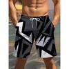 Men's Fashionable Printed Beach Shorts with Geometric Pattern 3D Printing