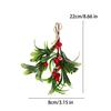 Christmas Mistletoe Berry Pendant with Hemp Rope Snow Frosted Artificial Berry Branch Xmas Tree Hanging Ornament DIY Home Decor