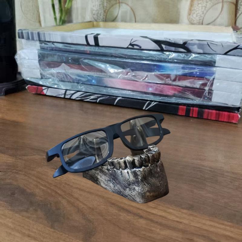 Schädel Brillenständer Halter Kreativer Brillenhalter Sonnenbrillen Brillen Präsentationsständer Schlüsselhalter Harzskulpturen für Zuhause