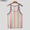 INCERUN Sommer Herren U-Ausschnitt Ärmellos Gestreift Hohlstrick Tanktops