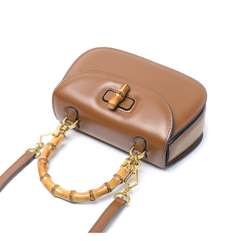 Leder Retro Mode Rindsleder High-End Messenger Bag Bambus Tasche Handtasche Satteltasche
