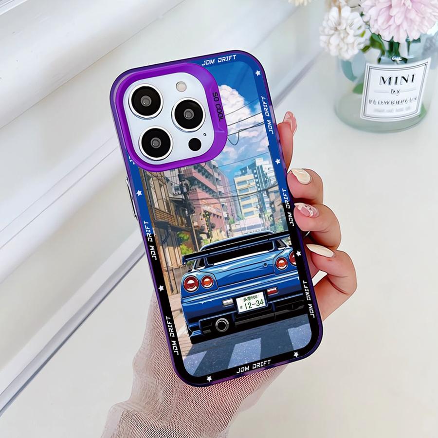 Soft Shell Case for iPhone 16e 11 12 13 Pro Max 14 15 16 Plus Japanese JDM Drift Car