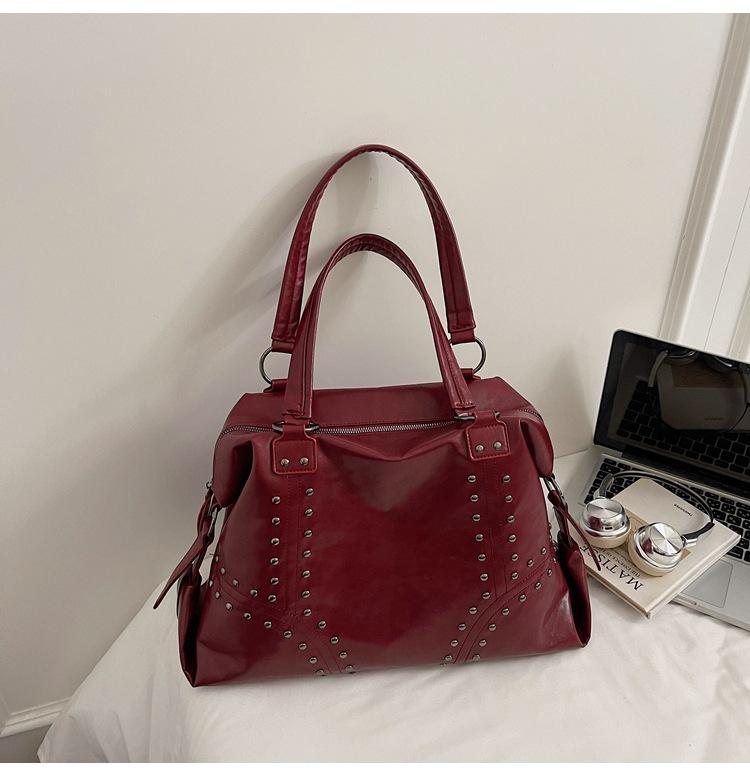 

2025 new winter retro large-capacity tote bag women s trend high-end handbag casual versatile shoulder bag бордовий
