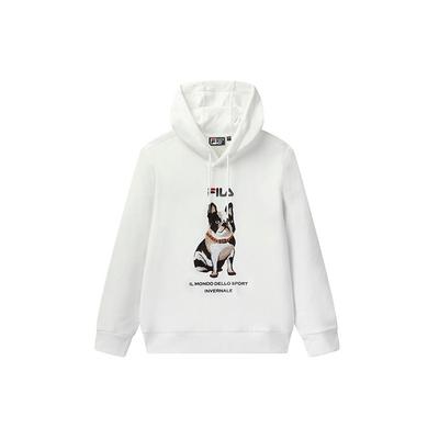 FILA Frenchie Alphabet Embroidery Sports Hoodie Men Hoodie White F51M048216A-WT