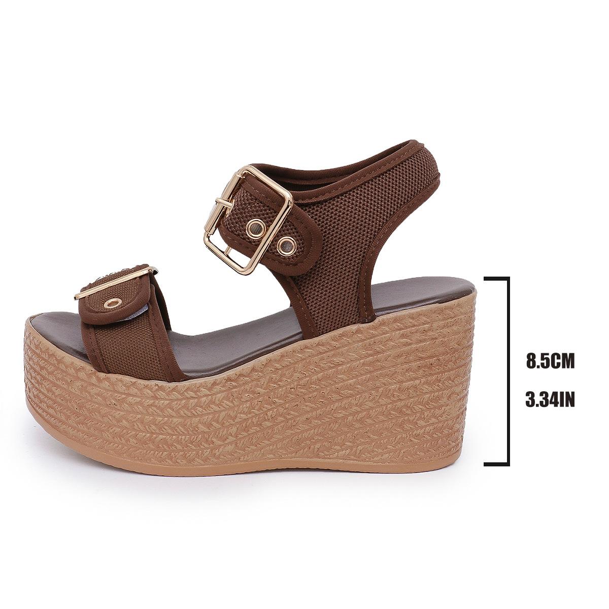 

Европейские и американские сандалии для внешней торговли женские летние новые сандалии на танкетке и платформе с соломенной пряжкой в виде ремешка, повседневные сандалии с открытым носком 43