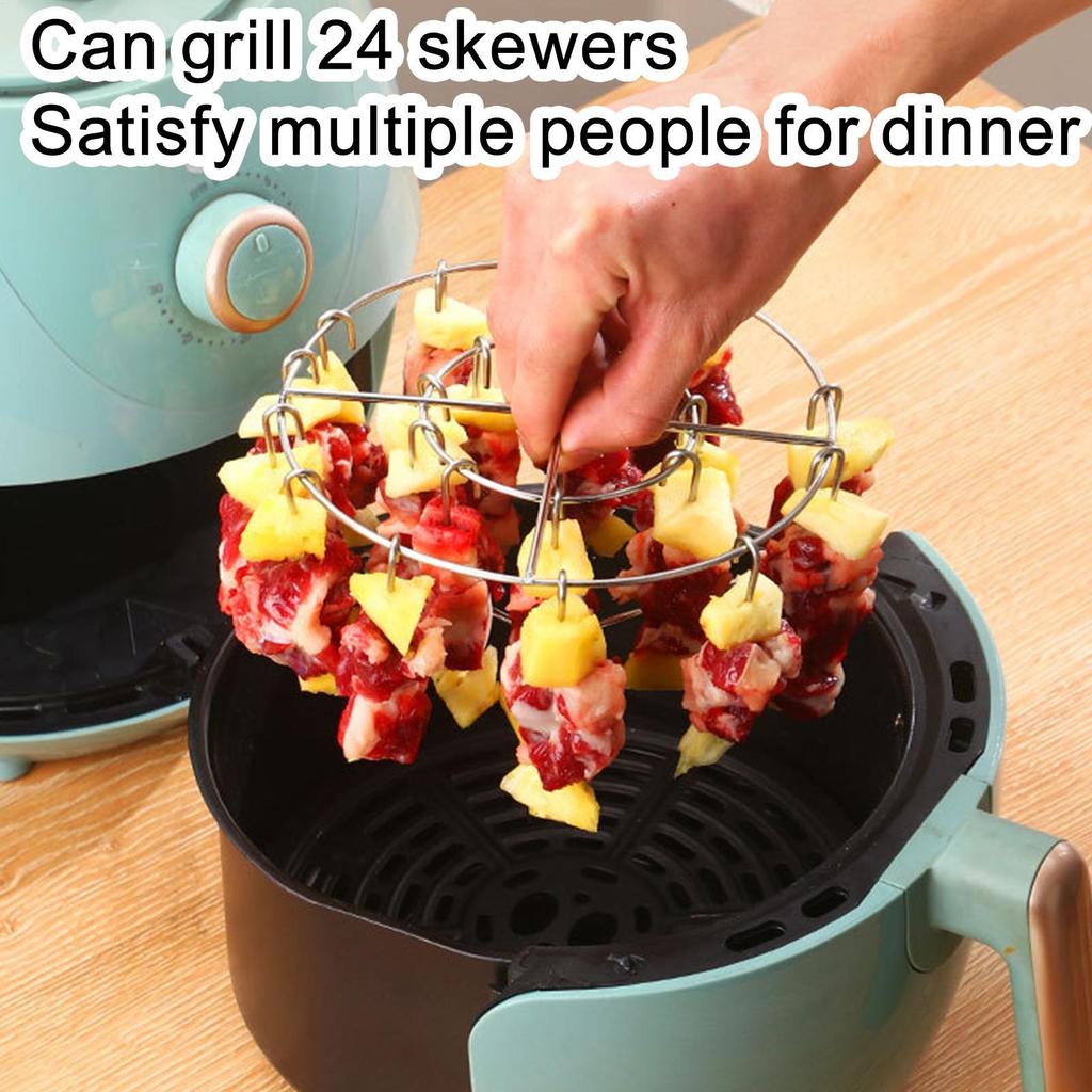 Air Fryer Grill Rack Stainless Steel Meat Rack Vertical Spit Sticks for Chicken Meat Bacon Home Food Cooking Accessories