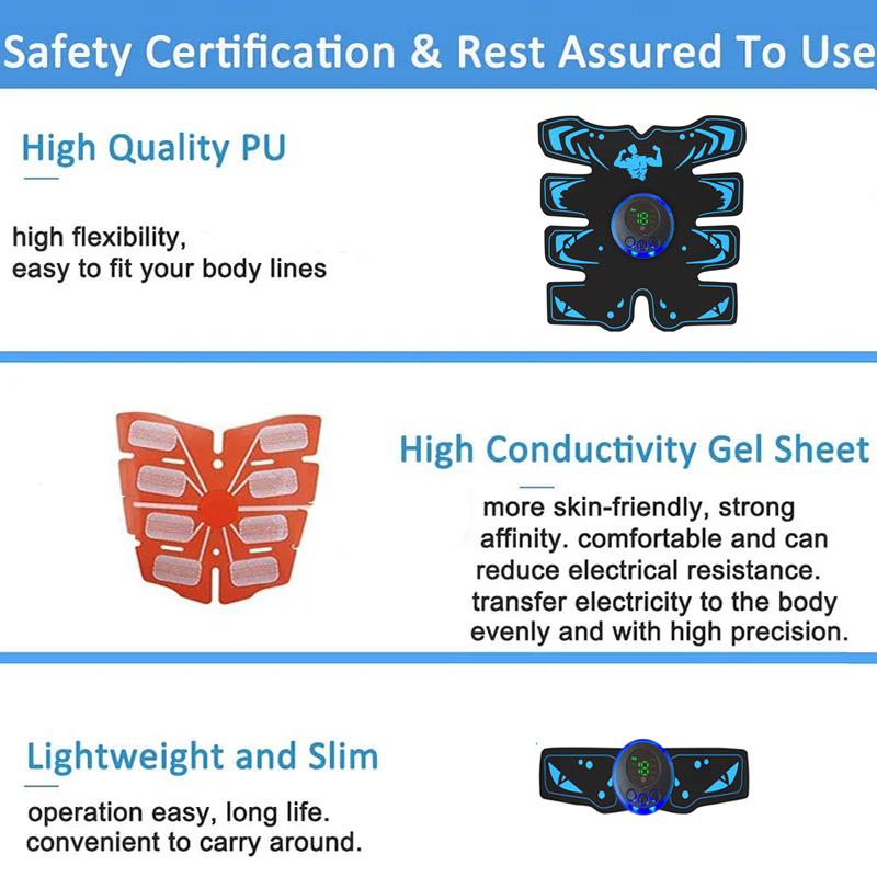 Smart EMS Muscle Stimulator Electric ABS Abdominal Trainer Arm Neck Sticker Patch Body Massager Fitness Slimming Shaping