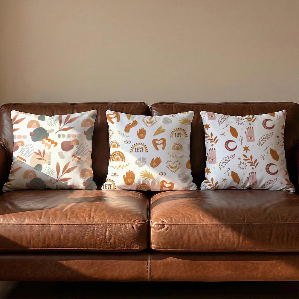 Abstract Boho Pattern Cushion Cover Soft Reversible  Durable Pillow Cover  MultiScene Use for Home  Car Daily Comfort