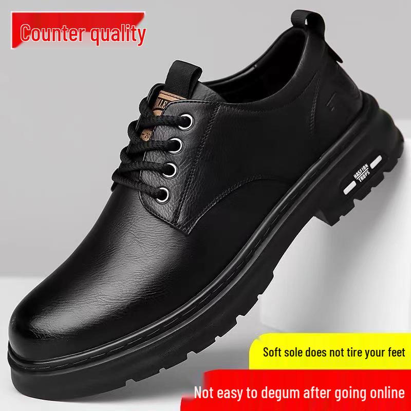 

Мужская повседневная кожаная обувь ручной работы 2024 года - Ретро строчка, износостойкая, дизайн на шнуровке для весны и осени, для рабочей одежды Size 41