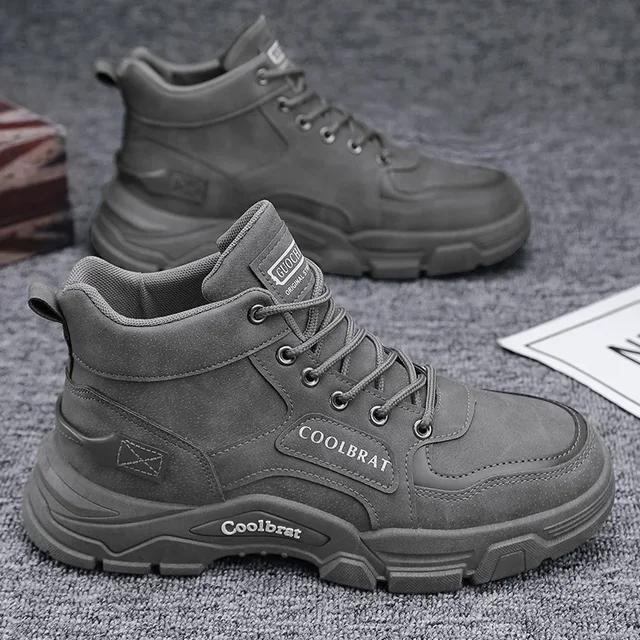 2025 Men's Boots Casual Shoes Winter Leather Luxury Ankle Boots Platform Work Safety Shoes Sports Shoes Bottas Para Hombre