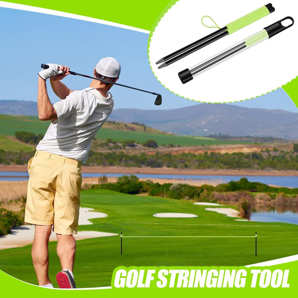 Golf Alignment String Line Putting Aid with Pegs, 2-Piece Set