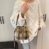 Woolen Drawstring Bucket Bag Women's 2025 Autumn and Winter New Plaid Shoulder Bag Versatile Casual Messenger Bag Commuter Bag