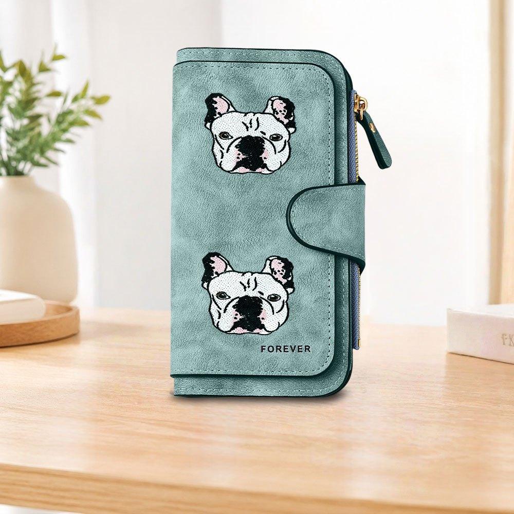 1pc French Bulldog Pattern Long Zipper Wallet, Large Capacity Card Holder, Unisex Clutch Bag, Fashionable Zipper Coin Purse, Suitable for Daily Use,