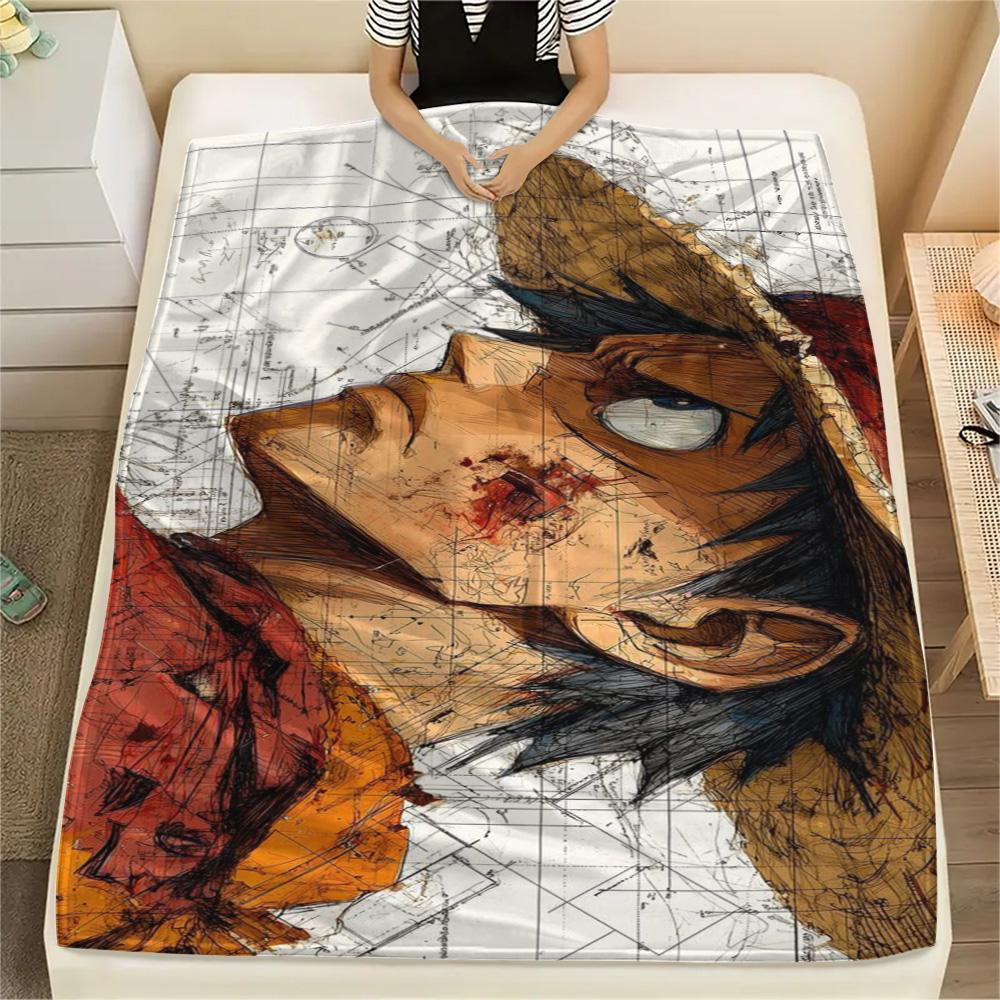 Luffy Outdoor Picnic Matching Printed Blanket, Flannel Blanket Perfect for Home Rest and Short Travel.-TING