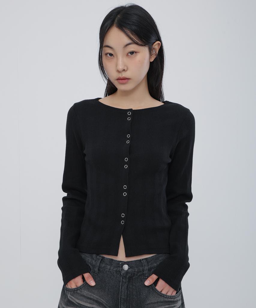 Chicks Snap Cardigan Black