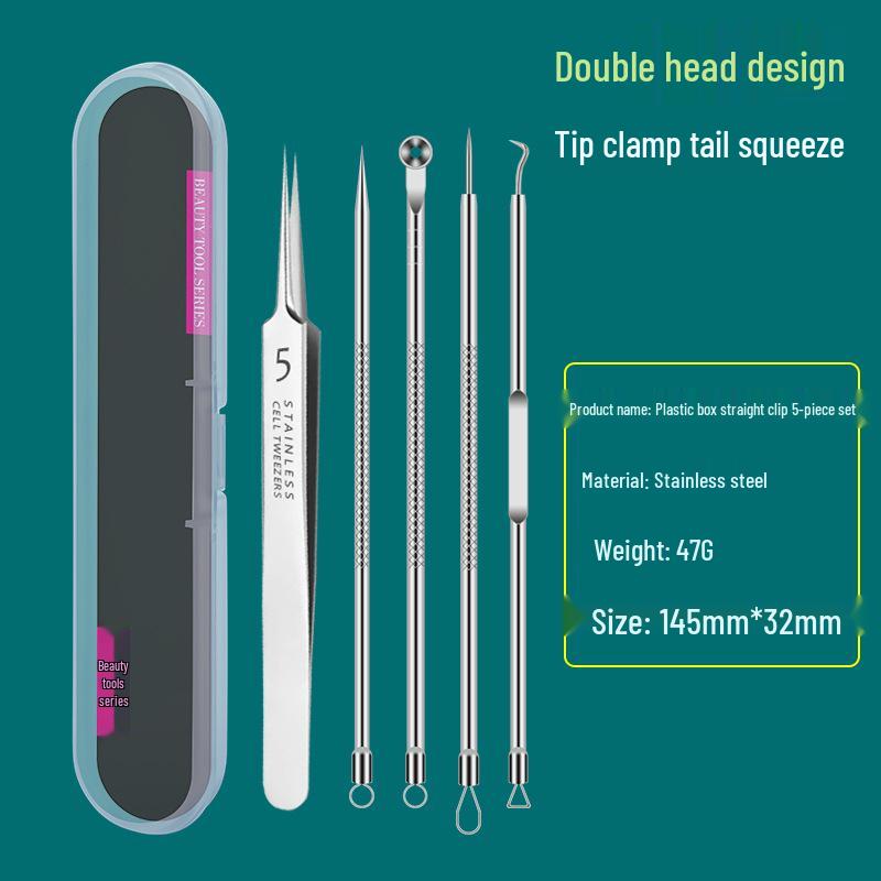 Precision Acne & Blackhead Removal Tweezers Set - Pimple Needle and Squeezing Tool