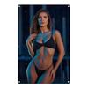 Vintage Aluminum Wall Art Sign 8x12 Inch Retro Lady Black Bikini Chain Detail Durable
