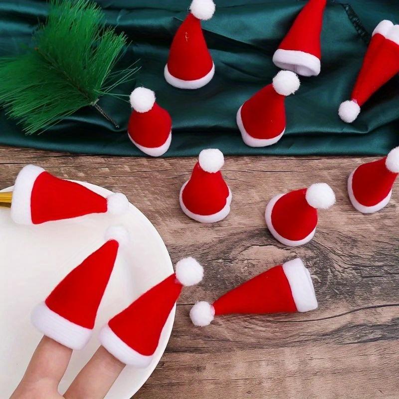 20Pcs/Lot Mini Santa Hat Christmas Wine Bottle Covers Xmas Bottles Holder Table Dinner Decorations