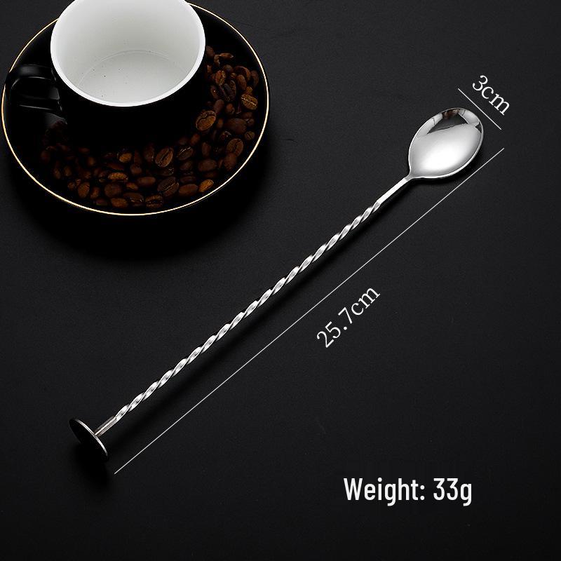 304 Stainless Steel Long-Handle Double-Ended Cocktail Stirring Spoon & Fork