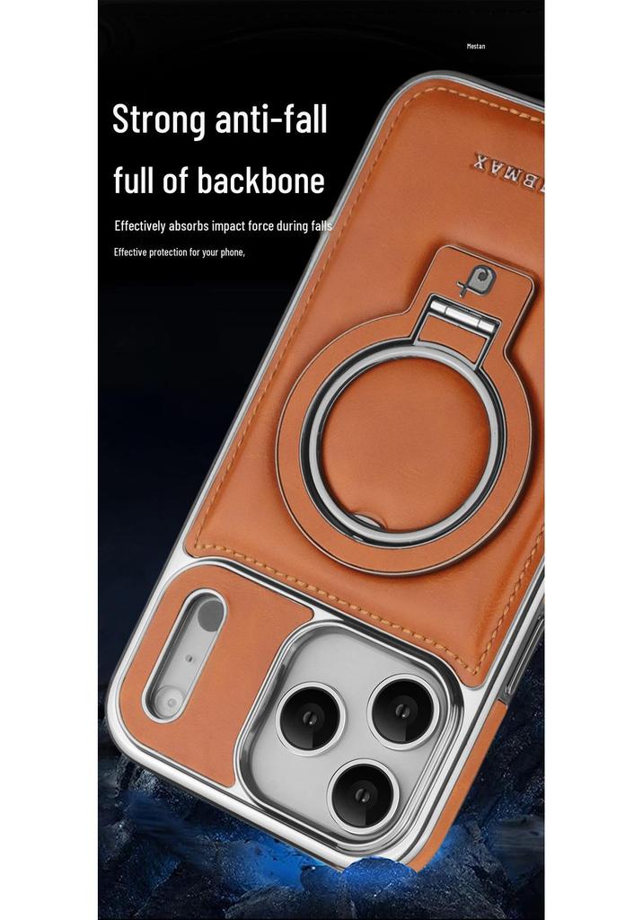 Magnetic Suction Leather Case for iPhone 17 Pro Max, 17 Air; Full Coverage, Drop-Proof Bracket.