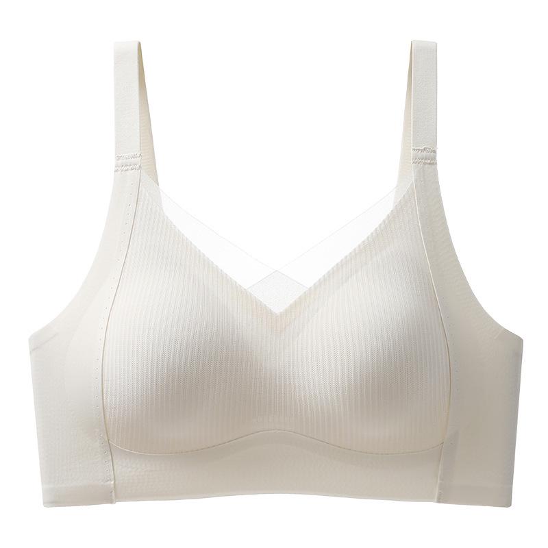 Women's Wire-Free Full Cup Support Bra with Anti-Sagging and Chest Gathering Pads