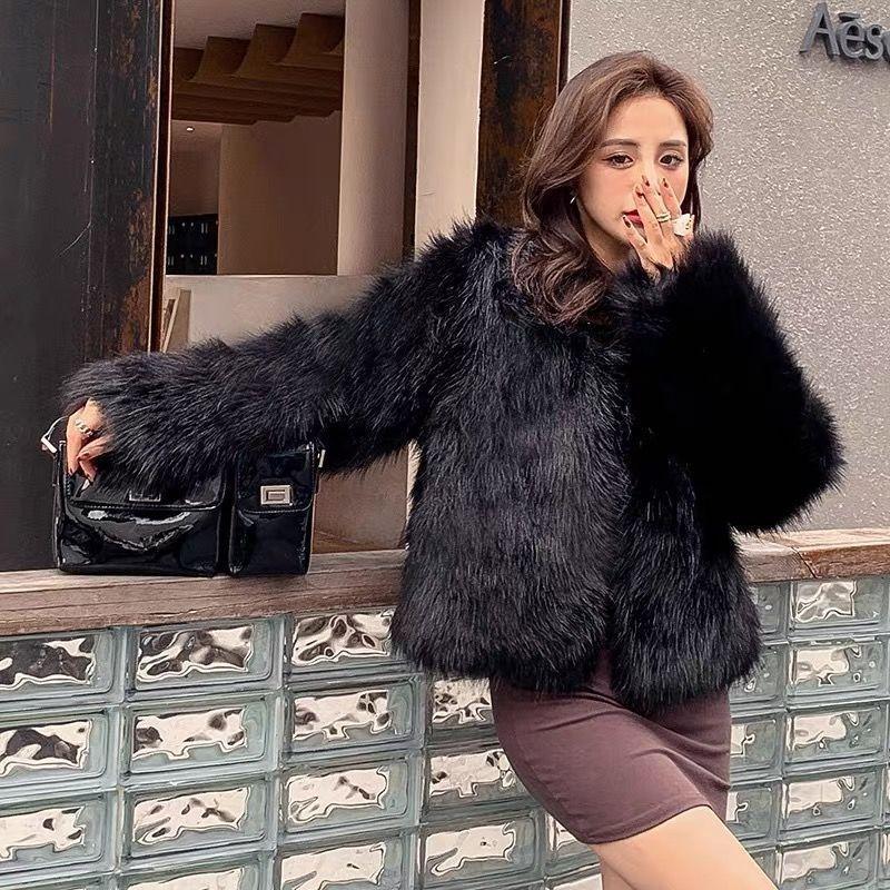 Imitation Fur Jacket for Women's Autumn and Winter New Imitation Fox Fur Top with Cotton To Keep Warm and Thin Fur Coat Outside