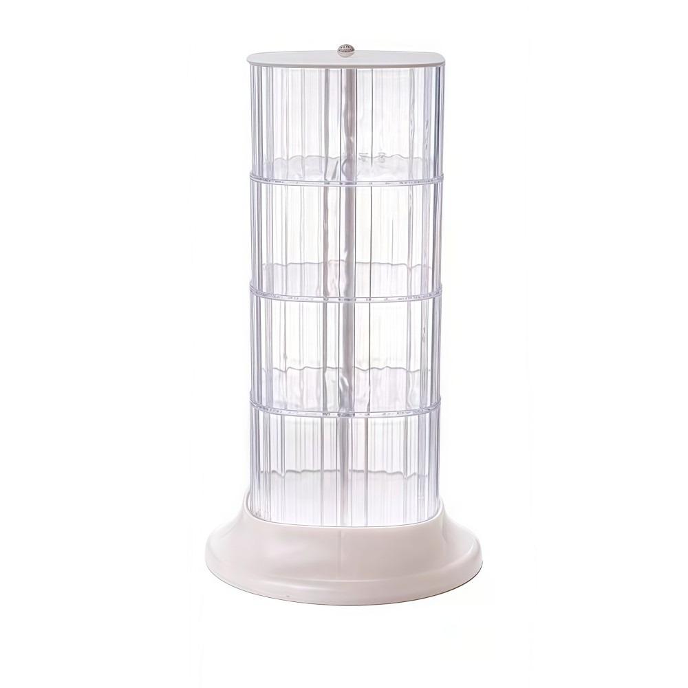 4-Layer Hair Accessory Organizer Transparent Dust-proof Powder Puff Box Rotating Cosmetic Storage Rack Girls' Jewelry Storage