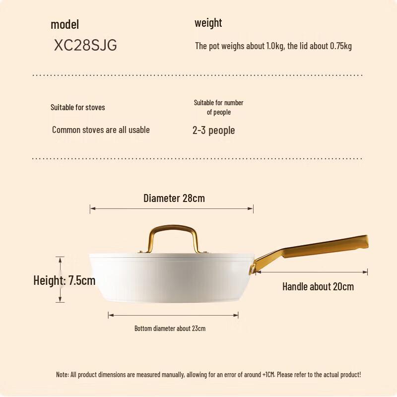 COOKER KING 28cm White Non-stick Deep Frying Pan