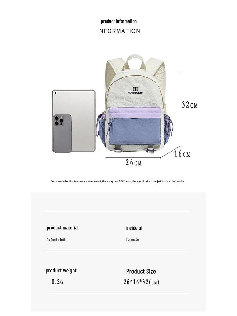 Korean Style Color Block Lightweight Large Capacity Casual Backpack for Outdoor Travel and Hiking