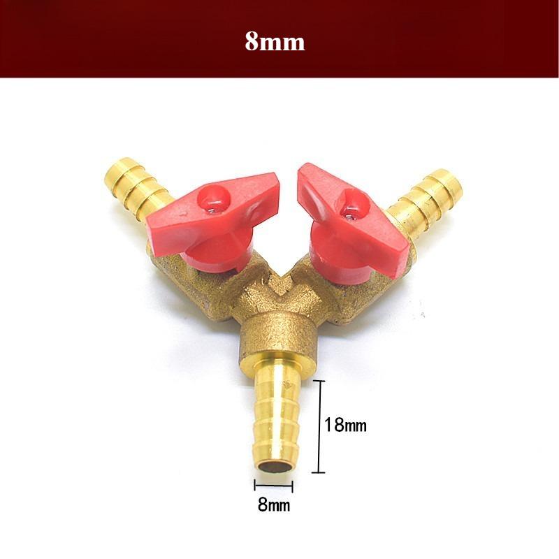 6 8 10 12mm Brass 3-Way Hose Barb Valve for Fuel Gas Diesel Pipe Shut Off Switch Plumbing Fittings