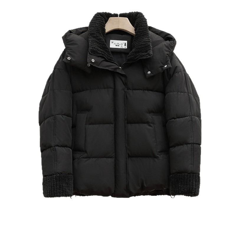 Splicing cotton clothing women's short cuff splicing lamb wool splicing season jacket