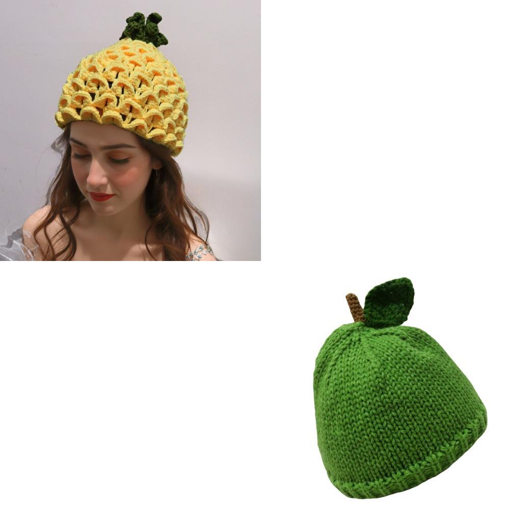 Lovely Fruit Winter Hat Soft Knitted Brimless Hat for Women Music Festival