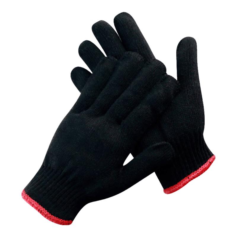 Anxianda 600g Black Cotton Work Gloves, 12 Pairs One Size