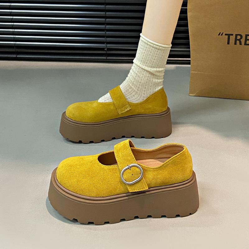 Insole Height-increasing Shoes Women's High Heels Thick-soled Shallow-mouthed Single Shoes Versatile Small Leather Shoes