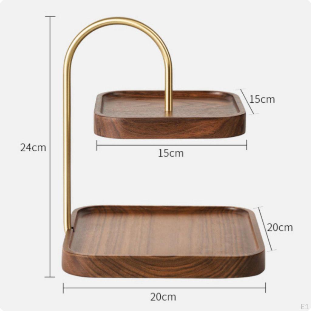 2Tier Wooden Stand Tiered Design Serving Tray European Style TwoLayer Fruit Plate for Living