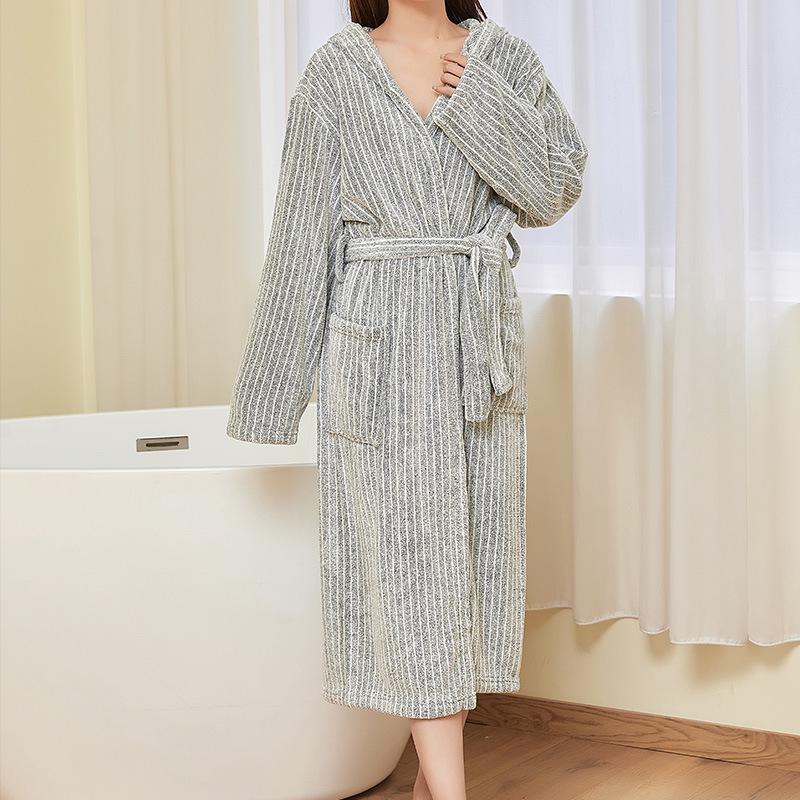 

Soft & Thick Coral Fleece Bathrobe for Men & Women - Absorbent, Cozy Home & Hotel Wear, Perfect for Couples One Size