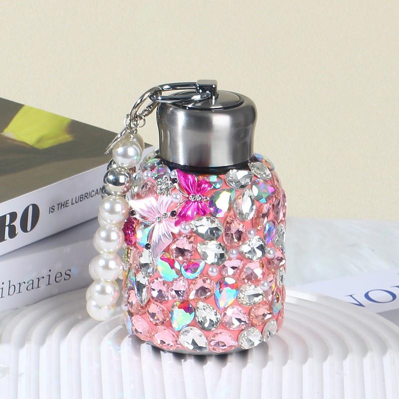 Stainless Steel Insulated Tumbler With Crystal Rhinestones - Trendy Large Capacity Car Cup Office Travel