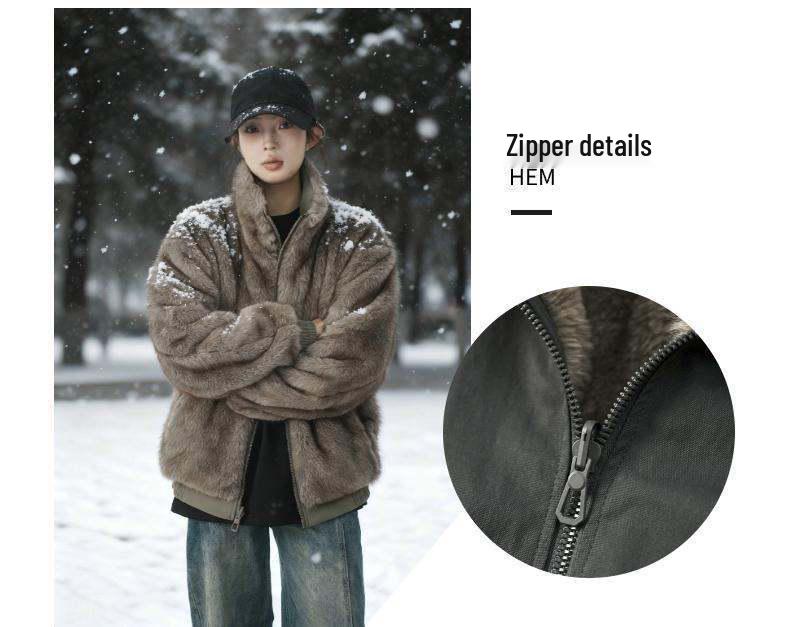 Reversible Golden Eagle Thick Stand-Collar Cotton Jacket - Trendy, Warm, Unisex Winter Coat