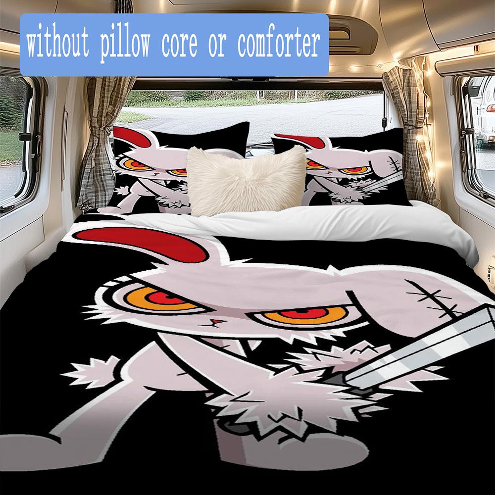 Evil rabbit Pattern Bedding,Quilt Set Quilt Cover Pillowcase Home Birthday Gift (1*duvet cover+2*pillowcase,without core)ZSJT0917411