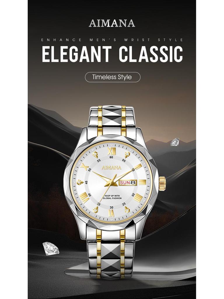 Men's Luminous Calendar Quartz Watch: Waterproof Steel Band Fashion Timepiece