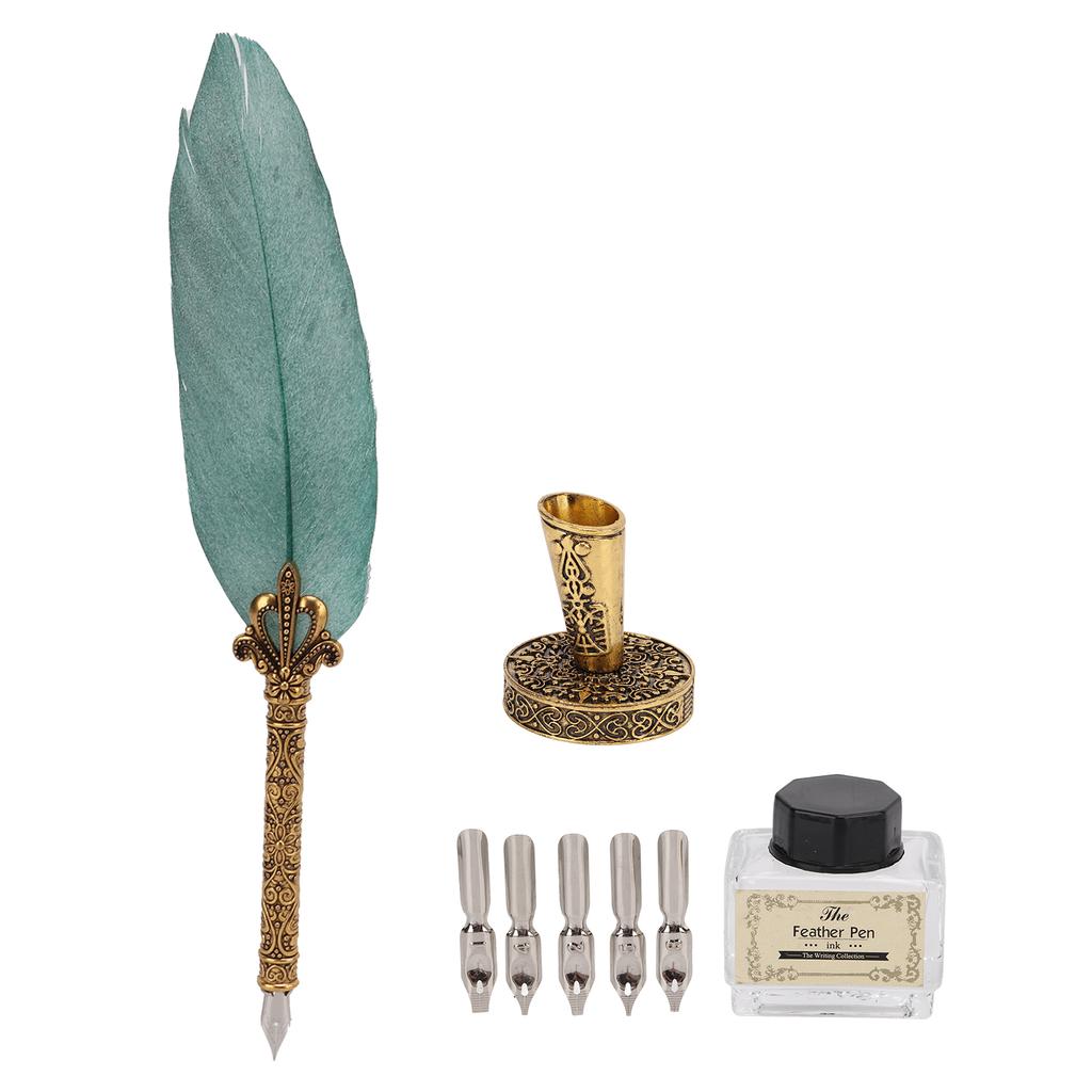 Feather Pen Set Durable Creativity Easy Writing Stationery Gift Box for Lover Teacher Classmate GiftPearlescent Dark