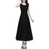 Women Sleeveless Midi Dress Summer Crew Neck Flowy Long Dress Beach Casual Pleated Swing Tank Dress