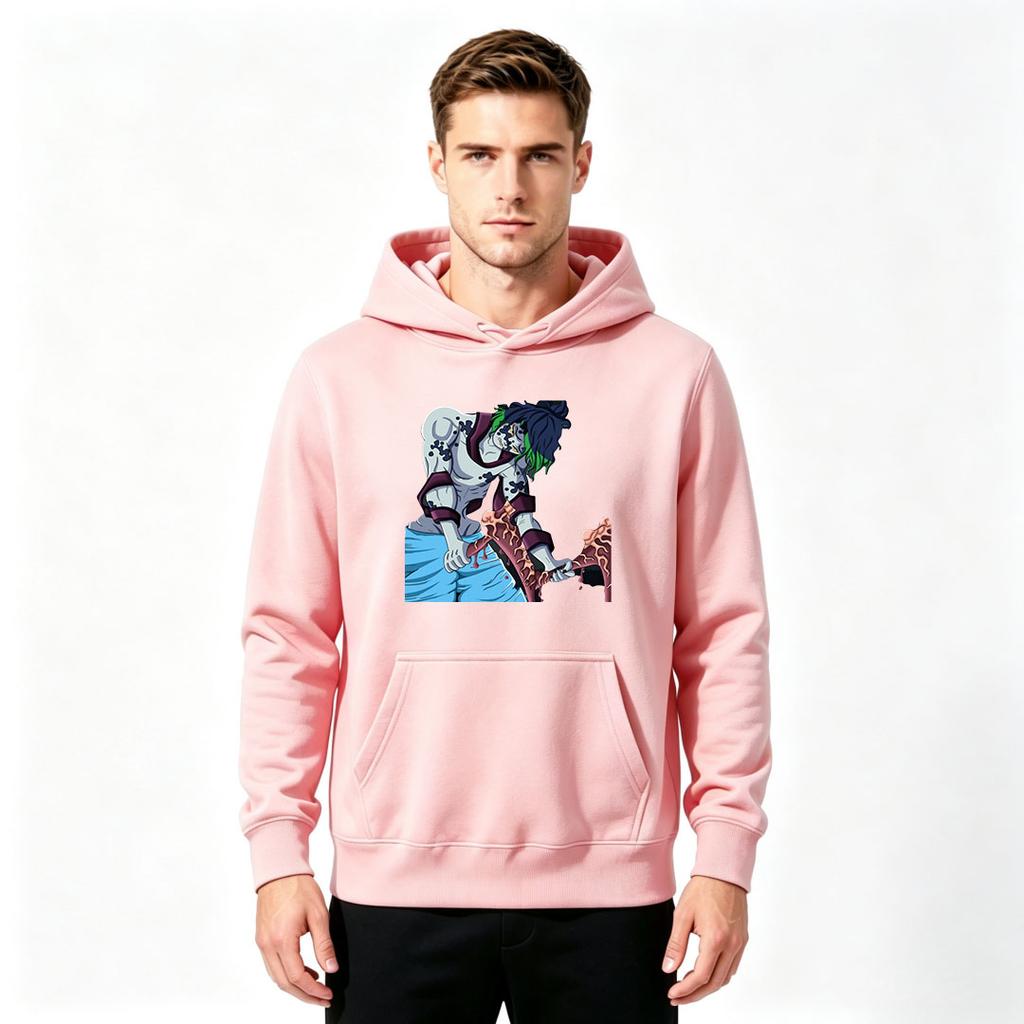 Men Anime Print Pullover Hoodie Casual Long Sleeve Streetwear Sweatshirt